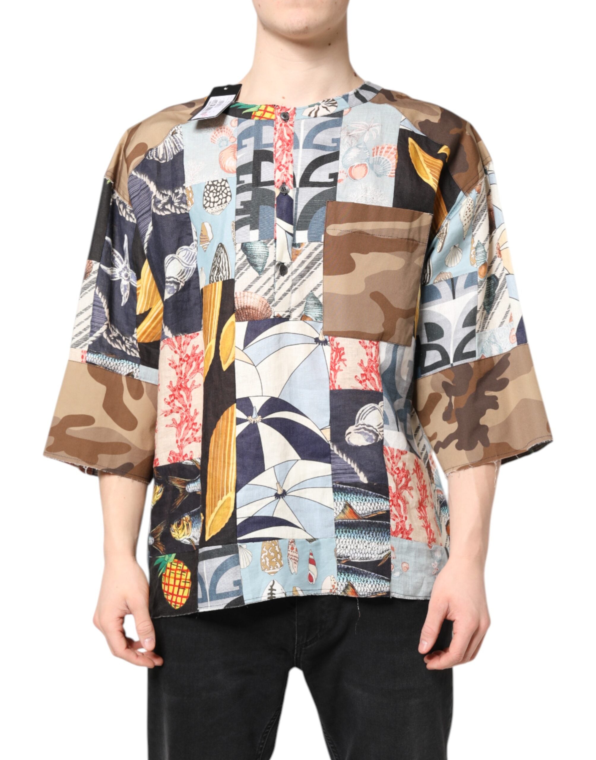 Dolce & Gabbana Multicolor Patchwork Short Sleeve Shirt